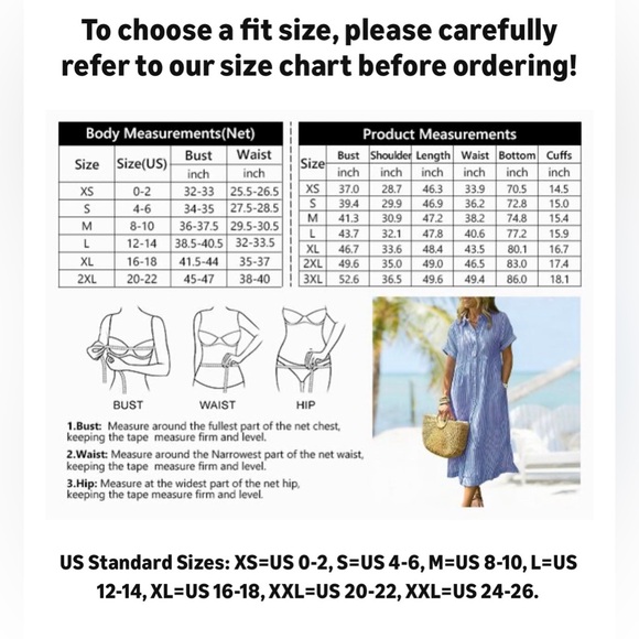 ebossy Boho Striped Button Up Side Slit Mid Long Cotton Shirt Dress with Pockets - Picture 13 of 16